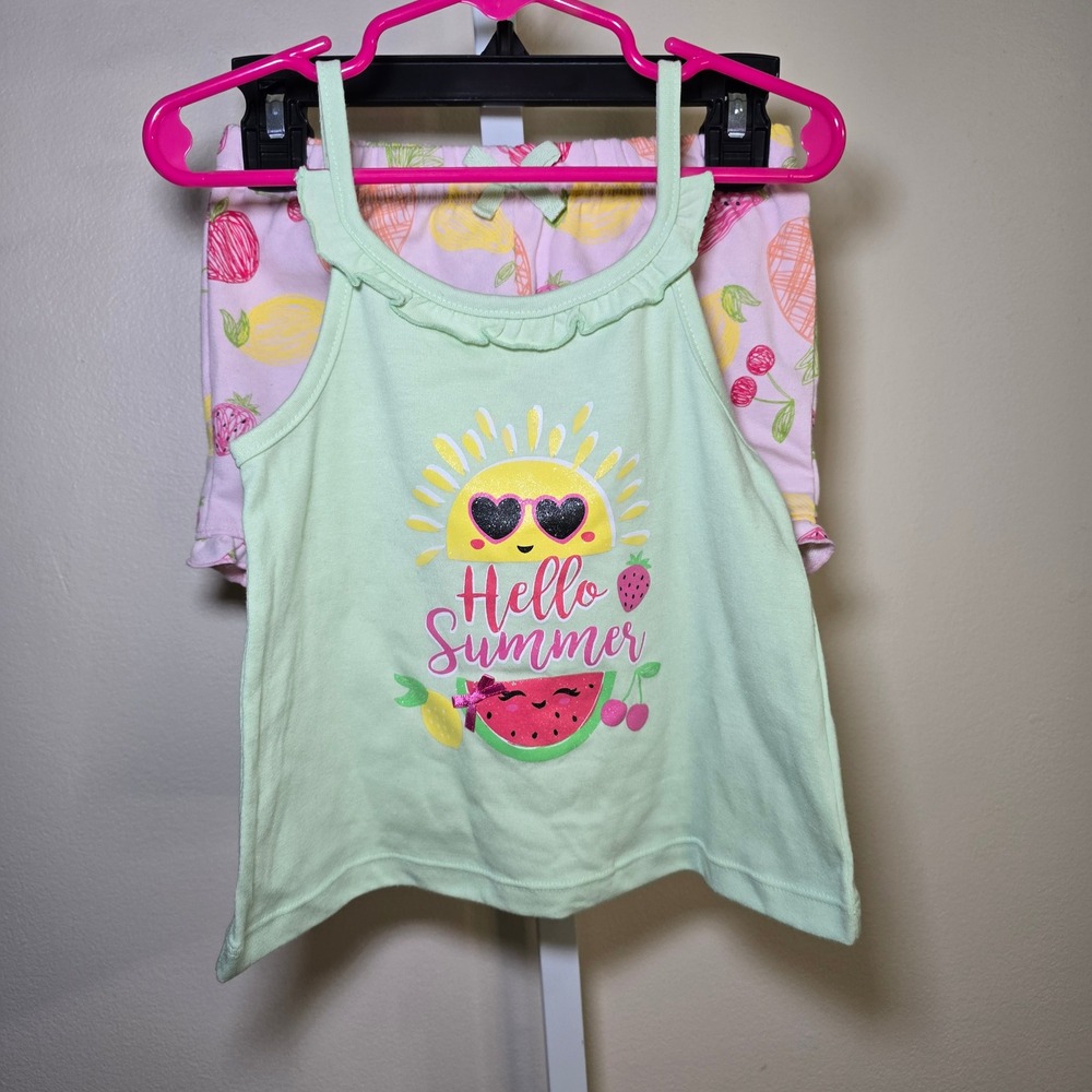 Kids Headquarters Girls 2 piece Set Size 3T Tank Top & Shorts Fruit‎ Print